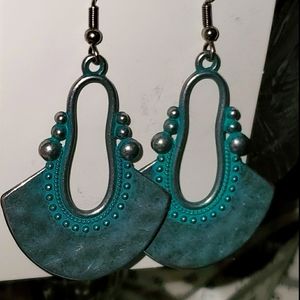 Antiqued silver and turquoise bohemian earrings